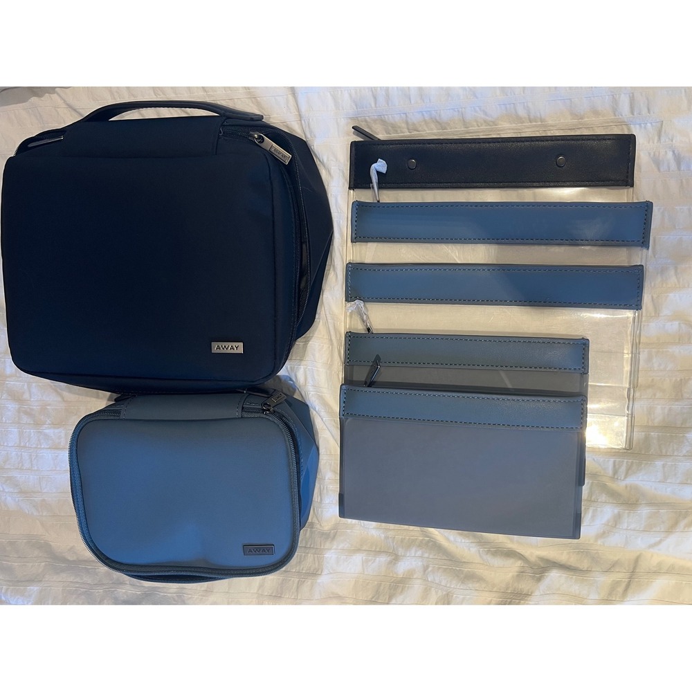 Away Travel Toiletry Bag Set | Coast Blue Black | Cosmetic Organizer Pouches